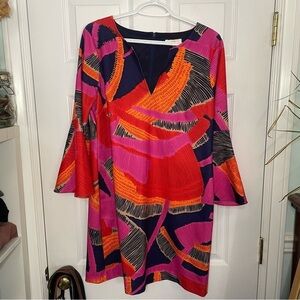 Trina Trina Turk Abstract Art to Wear Pink and Orange Mini Dress Medium